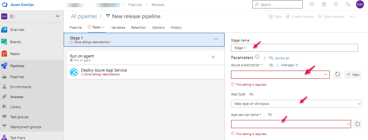 Azure DevOps Release - Set-up Stage 1