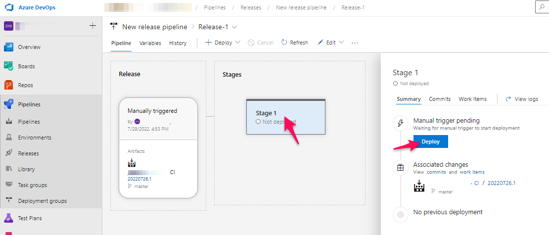 Azure DevOps Release - Deploy release